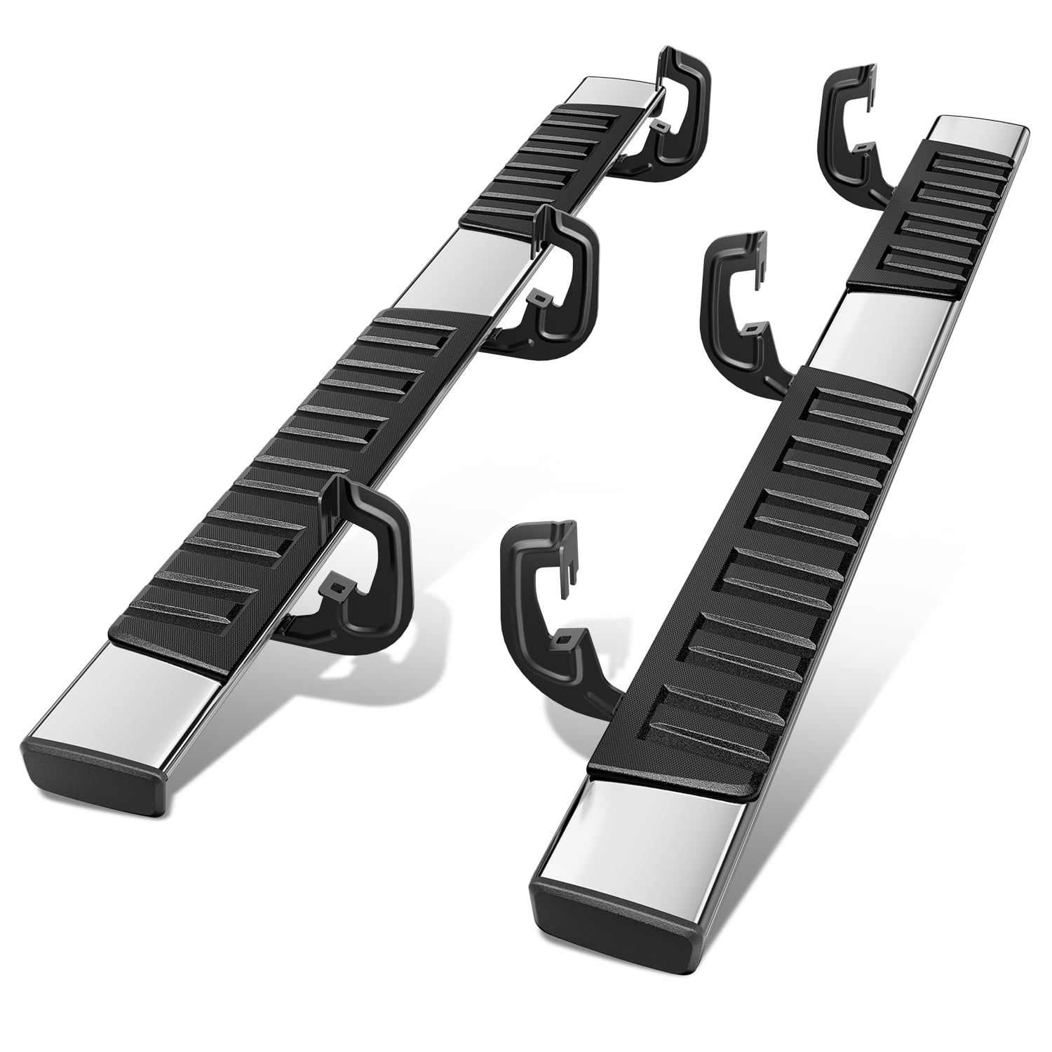 6 Inch Running Boards for 07-18 Silverado / Sierra 1500, 07-19 Silverado / Sierra 2500HD 3500HD Extended Cab, Black Stainless Steel Side Step Nerf Bars