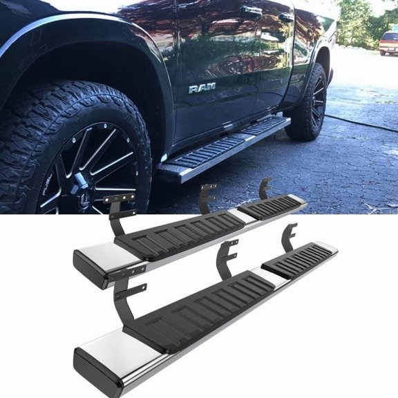 Nilight Stainless Steel 6 Inch Running Boards for Dodge Ram 2019-2024 Crew Cab Slip-Proof Side Step Nerf Bar