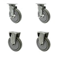 thumbnail image 1 of 6 Inch SS Gray Polyurethane Top Plate Caster Set with 2 Brake 2 Rigid SCC, 1 of 2