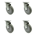 thumbnail image 1 of 6 Inch SS Gray Polyurethane Wheel Swivel Top Plate Caster Set Service Caster, 1 of 2