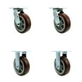thumbnail image 1 of 6 Inch SS Polyurethane Caster Set with Ball Bearings 2 Swivel 2 Rigid SCC, 1 of 2