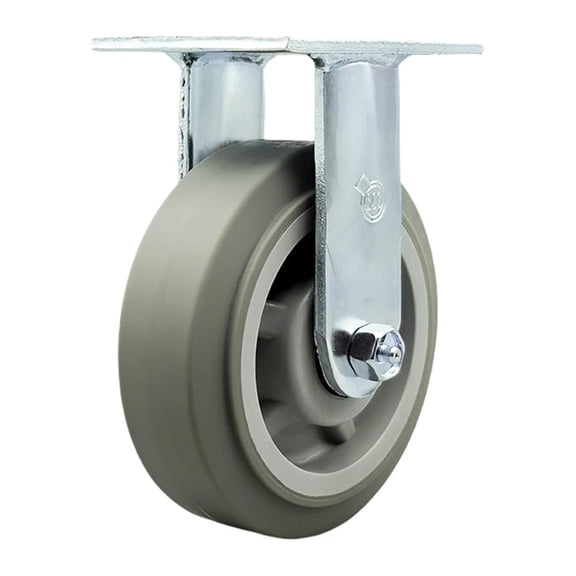 6 Inch SS Thermo Rubber Flat Tread Wheel Rigid Caster with Delrin Bearing SCC