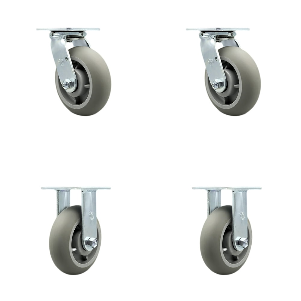 6 Inch SS Thermoplastic Caster Set with Roller Bearing 2 Swivel Lock 2 ...