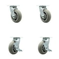 thumbnail image 1 of 6 Inch SS Thermoplastic Rubber Swivel Caster Set with Ball Bearing 2 Brakes SCC, 1 of 2