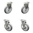 thumbnail image 1 of 6 Inch SS Thermoplastic Rubber Wheel Swivel Top Plate Caster Set with 2 Brakes, 1 of 2