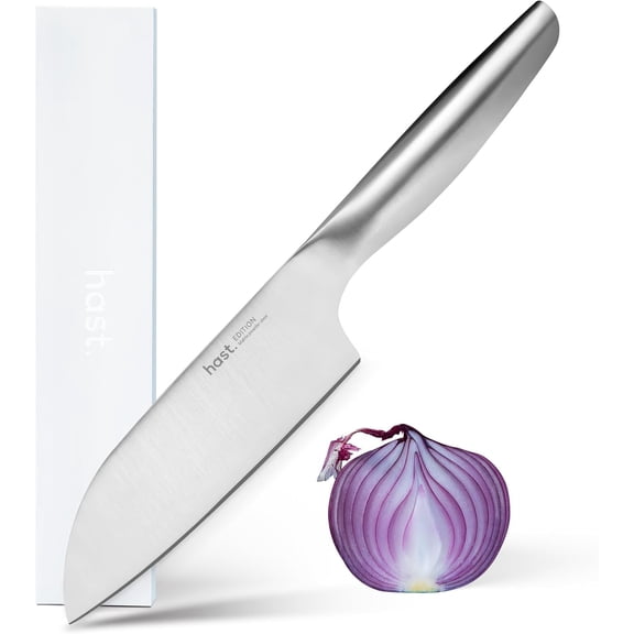 6-Inch Santoku Knife - Ultra-Sharp Japanese Chef Knife, Advanced Powder Steel, Lightweight, Ergonomic Handle, Sleek Minimalist Design, Red Dot Award Winner (Matte Silver)
