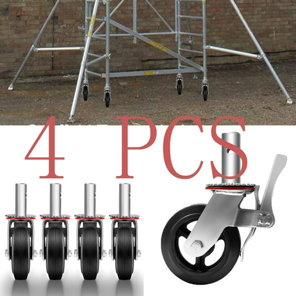 6 Inch Scaffold Wheels, 4 PCS Scaffolding Caster Wheel, 1100LBS Capacity per Wheel Heavy Duty Swivel Caster Wheel for Scaffolding Platform
