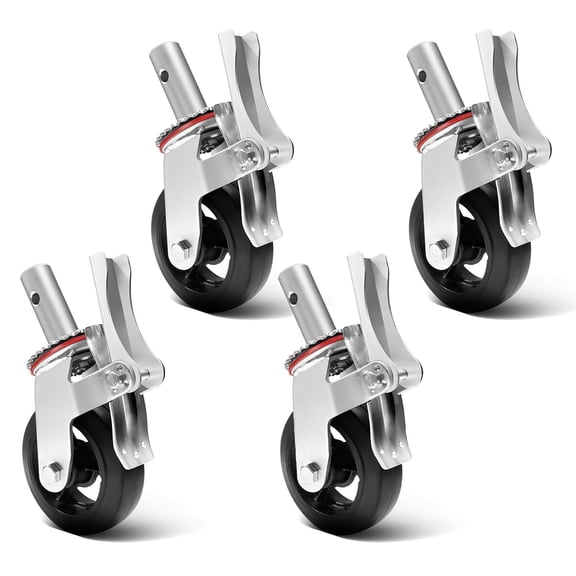 6 Inch Scaffolding Wheels Set of 4 Heavy Duty Caster Wheels,360 Degree Rotation Rubber Casters Dual Locking Brake 400LBS Capacity Per Set (6 Inch×4 Pcs)
