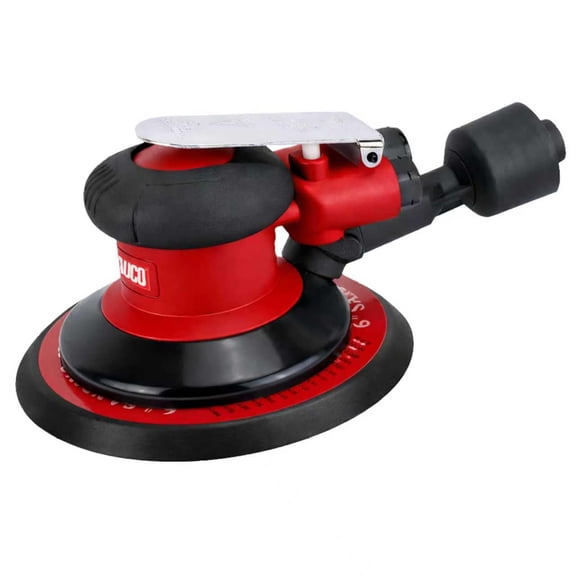 6-Inch Self-Vacuuming Air Orbital Sander, Pneumatic Random Orbital Sander, 12,000 RPM, Low Vibration, 6" Hook & Loop Pad for Auto Body, Woodworking & Metal
