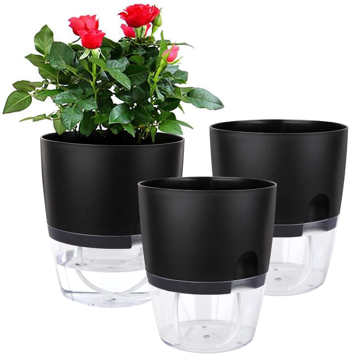6 Inch Self Watering Planter Pots for Indoor Plants, 3 Pack African ...