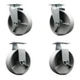 thumbnail image 1 of 6 Inch Semi Steel Cast Iron Caster Set with Roller Bearings 2 Swivel 2 Rigid, 1 of 2