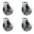 thumbnail image 1 of 6 Inch Semi Steel Cast Iron Wheel Swivel Caster Set with Roller Bearings SCC, 1 of 2