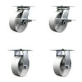 thumbnail image 1 of 6 Inch Semi Steel Caster Set with Ball Bearing 2 Brakes and 2 Rigid SCC, 1 of 2