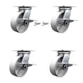 thumbnail image 1 of 6 Inch Semi Steel Caster Set with Ball Bearing 4 Brake and 2 Swivel Lock SCC, 1 of 2