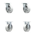 thumbnail image 1 of 6 Inch Semi Steel Caster Set with Ball Bearings 2 Swivel Lock 2 Rigid SCC, 1 of 2