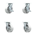 thumbnail image 1 of 6 Inch Semi Steel Caster Set with Ball Bearings 4 Swivel Lock 2 Brake SCC, 1 of 2