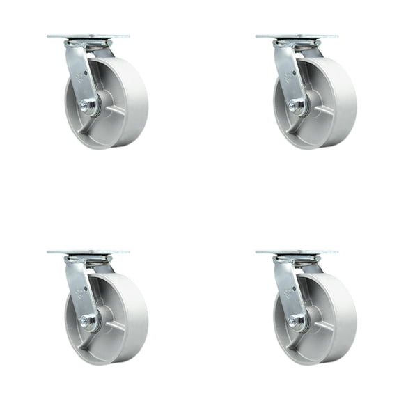 6 Inch Semi Steel Wheel Swivel Caster Set with Roller Bearings Service Caster
