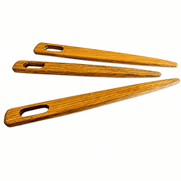LeeKraftz 6-Inch 3-Pack Handcrafted Oak Wood Toothbrush Weaving Multipurpose Needles