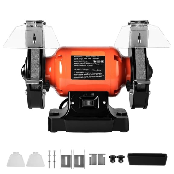 6 Inch Single Speed Bench Grinder 3450RPM High Speed Table Grinder with 450W 3.8A Induction Motor 36 and 60 Grit Grinding Wheel Adjustable Eye Shield for Fast Sharpening Grinding