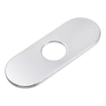 thumbnail image 1 of 6 Inch Sink Hole Cover, Deck Plate Escutcheon for Bathroom or Kitchen Sink Faucet, Oval, Silver, 1 of 5