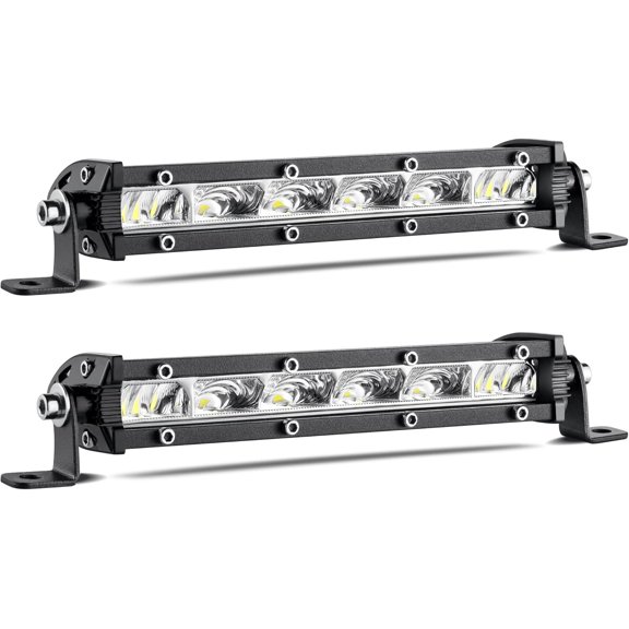 6 Inch Slim LED Light Bar Pods Small Spot Flood Offroad Driving Fog Work Single Row LED Light Bars for  ATV UTV , 2 count