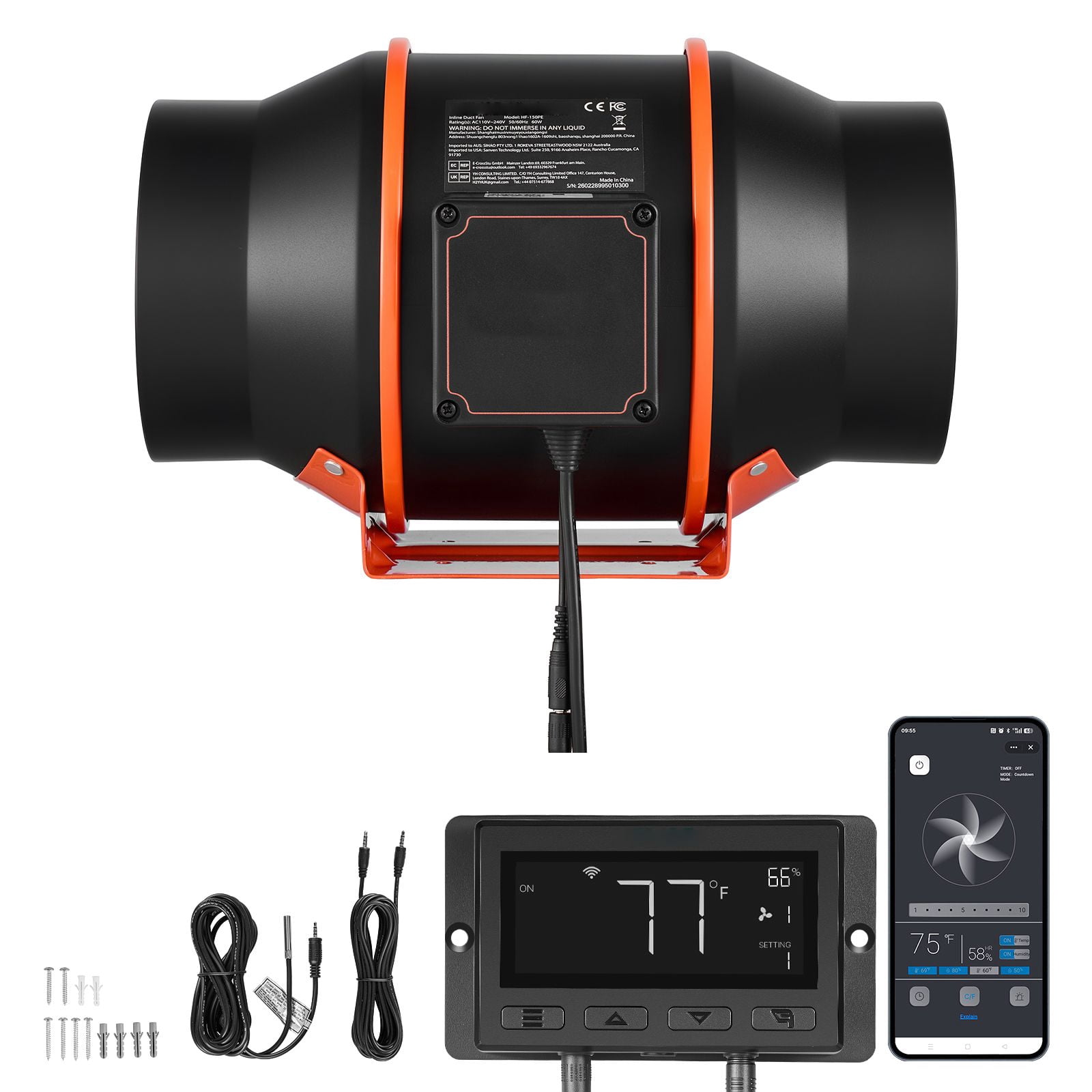 6 Inch Smart Inline Duct Fan 402 CFM, EC Copper Motor, App & PWM ...