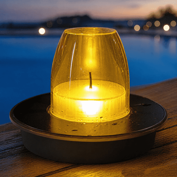 6In Solar Floating Pool Lights, Flickering Warm White Waterproof LED Candles