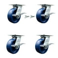 thumbnail image 1 of 6 Inch Solid Poly Caster Set with Ball Bearing 4 Brake and 2 Swivel Lock SCC, 1 of 2