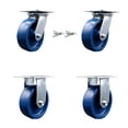 thumbnail image 1 of 6 Inch Solid Poly Caster Set with Roller Bearing 2 Swivel Lock and 2 Rigid SCC, 1 of 2