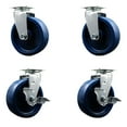 thumbnail image 1 of 6 Inch Solid Polyurethane Swivel Caster Set with Roller Bearings 2 Brakes, 1 of 2