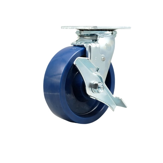 6 Inch Solid Polyurethane Swivel Caster with Roller Bearing and Brake SCC