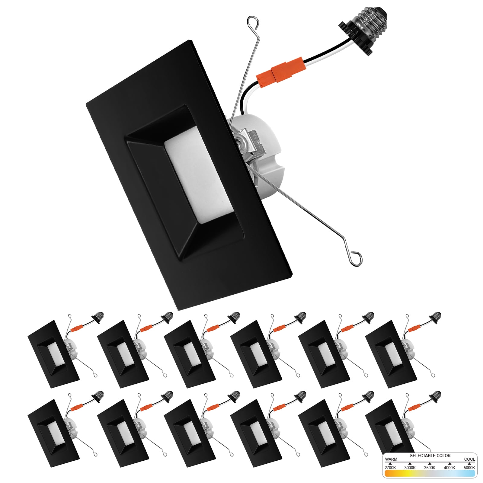 Black Aluminum Square LED Retrofit Recessed Light 5/6 Inch