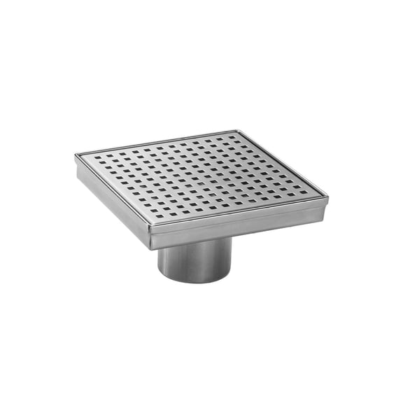 6 Inch Square Shower Drain - 304 Stainless Steel Grid Strainer - Bathroom Floor Drain for Tile Shower, Kitchen, Garage - Removable Grate, Anti-Clog