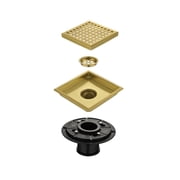 6 Inch Square Shower Drain with Flange - 2 Pack - Stainless Steel Floor Grate Removable Strainer for Bathroom, Kitchen, Pool - SUS 304