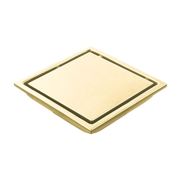 6 Inch Square Shower Floor Drain, Brushed Gold, 304 Stainless Steel, Tile Insert