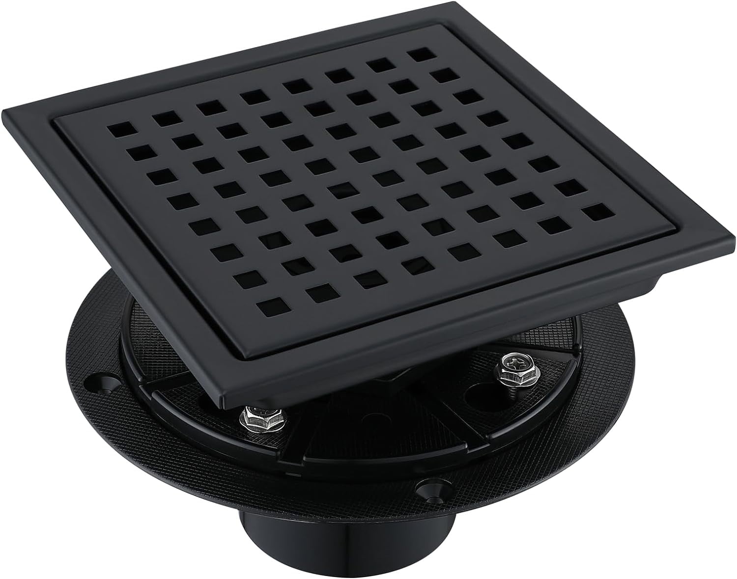 6 Inch Square Shower Floor Drain, Stainless Steel Black Shower Drain ...
