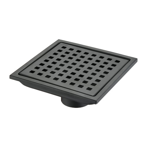 6 Inch Square Shower Floor Drain,with Removable Cover Grid Grate, SUS 304  Stainless Steel,Bathroom Floor Drain Set with Hair Filters and Lifting Hook