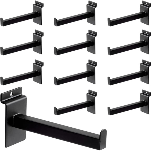 6 Inch Square Tubing Slatwall Shelf Bracket , Heavy Duty Slat Wall Floating Shelf Bracket with Lip, Slatwall Accessories for Retail Display,Garage (12Pcs, Black)