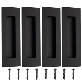 6 Inch Stainless Steel Black (4 Pack) Rectangular Recessed Flush Door Pull Hardware for Pocket Closet Sliding Barn Doors