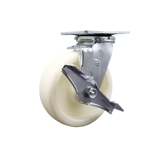 6 Inch Stainless Steel Nylon Swivel Caster with Roller Bearing and Brake SCC
