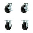 thumbnail image 1 of 6 Inch Stainless Steel Polyolefin Caster Set with 2 Brakes/Swivel Lock 2 Rigid, 1 of 2