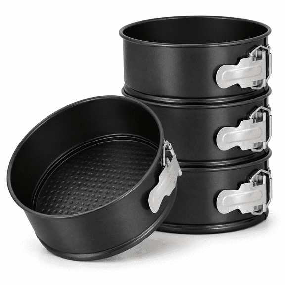 6 Inch Stainless Steel Springform Cake Pan Set, 4-Piece, Detachable Bottom For Cheesecakes