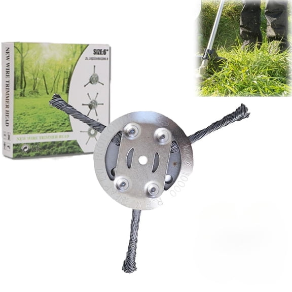 6 Inch Steel Wire Brush Cutter Trimmer Head, Heavy-Duty Weed Trimmer Head for Lawn Mowers & Brush Cutters, Weed Blade for Grass, Moss & Rust Removal