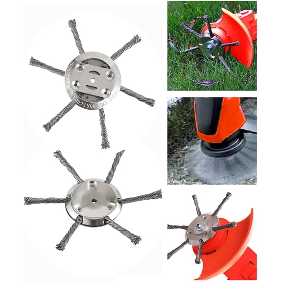 6-Inch Steel Wire Grass Trimmer Head, Universal String Trimmer Replacement Head for Electric/Battery-Powered Cordless Trimmers, Durable Weed Cutter with 3-Blade & 6-Blade Options