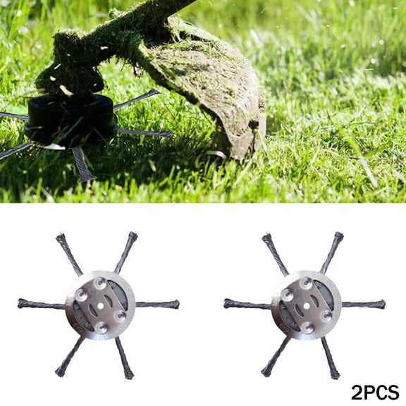 6-Inch Steel Wire Trimmer Head 2 Pack, Indestructible 6-Blade Weed Brush for Small Lithium Mower, Heavy Duty Twist Wire Replacement for Rust, Moss & Sidewalks