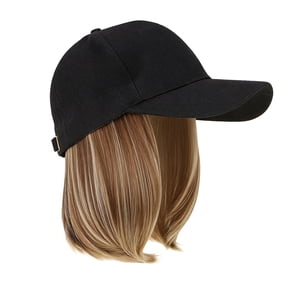 6-Inch Straight Hair Cap Wig Adjustable Baseball Hat With Synthetic Hair Extensions For Casual Wear