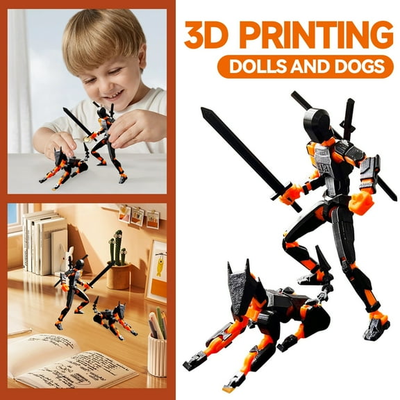 T13 Action Figure Accessories, 6 Inch 3D Printed Toys Robot T13 Action Figures, for Collectors Desktop Decorations (Black)