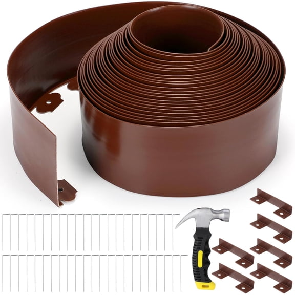 6 Inch Tall 66 ft Length No Dig Landscape Plastic Edging Kit with Hammer Spikes Plastic Garden Flower Bed Edging Landscape Edging Border for Gardens Border Lawn Grass Yard