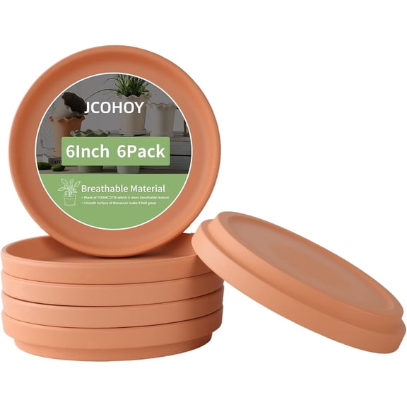 6 Inch Terracotta Plant Saucer Pots Tray - 6 Pcs Round Planter Saucers for Indoor & Outdoor Plants, Small Clay Trays Perfect for 3 Inch 3.5 Inch 4 Inch Flower Pot(4INCH)