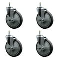 thumbnail image 1 of 6 Inch Thermo Rubber Swivel 7/16 Inch Grip Ring Stem Caster Set with Brake, 1 of 2